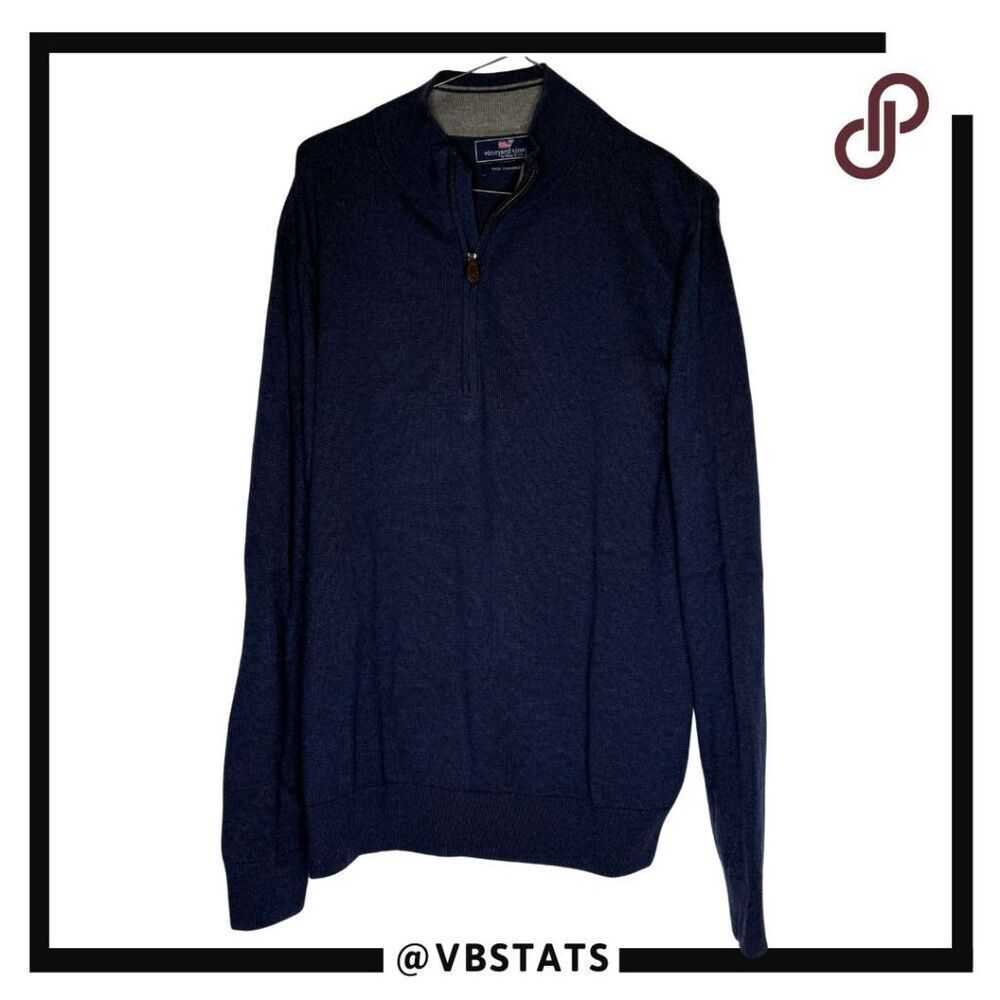Vineyard Vines Men's 1/4 Button With Cashmere Pullover Sweater Navy Size Small